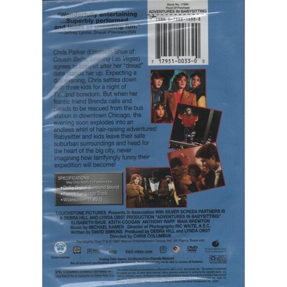 Adventures in Babysitting DVD 1987 Comedy Elisabeth Shue Chris Columbus - Picture 2 of 6